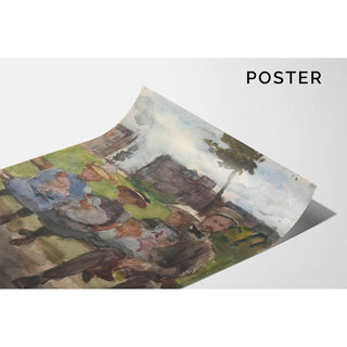 A Man with Three Girls on a Bench in the Oosterpark in Amsterdam - Isaac Israëls | Reproduction Tableau Décoration murale affiche copie