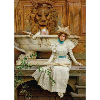 À la fontaine Les deux colombes - Vittorio Matteo Corcos | Reproduction Tableau Décoration murale affiche copie
