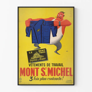 Affiche publicitaire vintage – Vêtements de travail Mont Saint-Michel