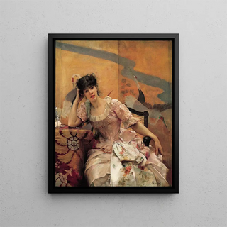 Alfred Stevens - Young Woman with a Japanese Screen.webp