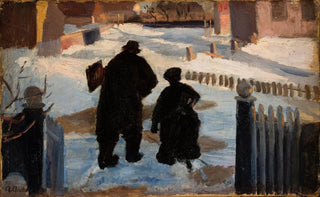 Anna Ancher - Michael Ancher on his way to his studio accompanied by the organist Helene Christensen.webp