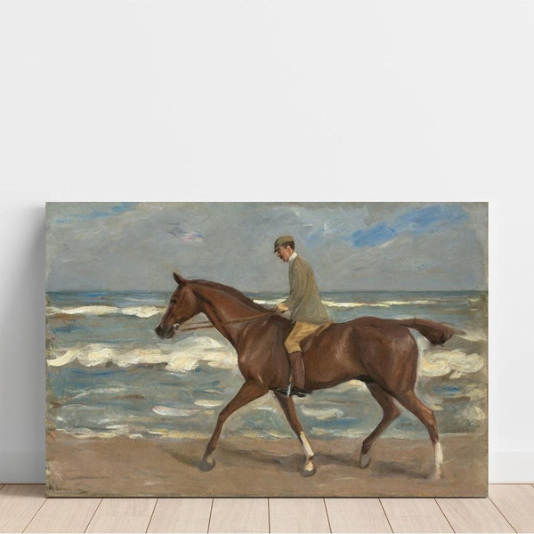 Reproducción del cuadro Caballero en la playa a la izquierda - Max Liebermann