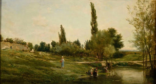 Charles Franois Daubigny - Paysage avec laveuses Peintre.webp
