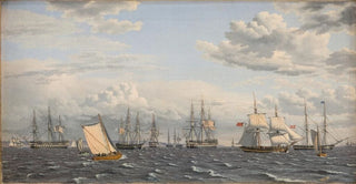 Christoffer Wilhelm Eckersberg - A Russian Fleet at Anchor near Elsinore.webp