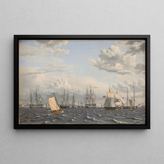 Christoffer Wilhelm Eckersberg - A Russian Fleet at Anchor near Elsinore.webp