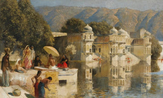 Edwin Lord Weeks - Lake at Oodeypore India (Case Conflict).webp