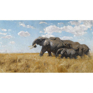 Éléphants en migration - Wilhelm Kuhnert | Reproduction Tableau Décoration murale affiche copie