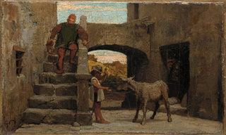 Elihu Vedder - The Fable of the Miller His Son and the Donkey No 1.webp
