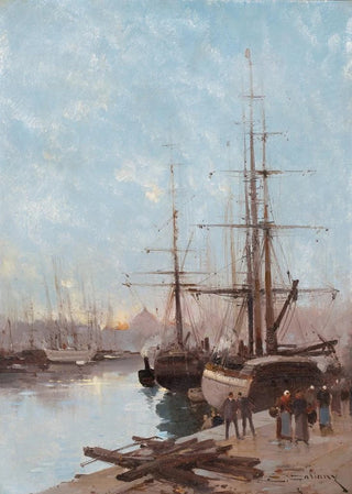 Eugne GalienLaloue - Harbor Scene.webp