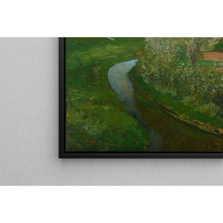 Fossé d'irrigation courbé bordant une cour de ferme avec des arbres en fleurs - Piet Mondriaan | Reproduction Tableau Décoration murale affiche copie