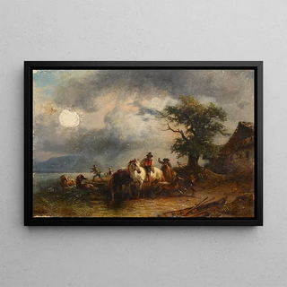 Friedrich August Matthias Gauermann - Pferdeschwemme.webp