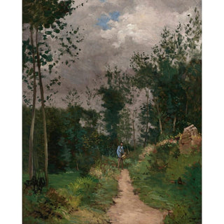 Garde-champêtre dans la forêt de Fontainebleau circa 1870 - Alfred Sisley | Reproduction Tableau Décoration murale affiche copie