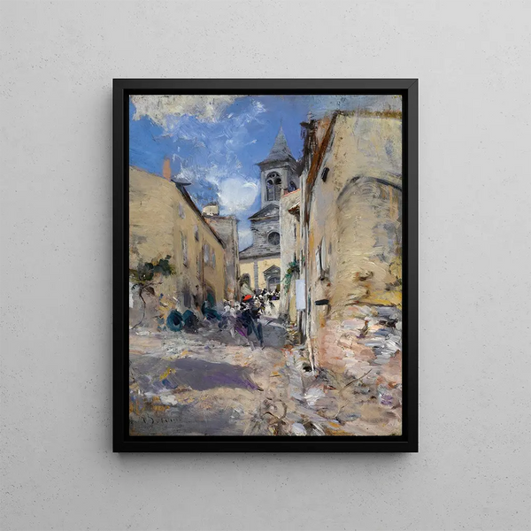 Iglesia campestre - Giovanni Boldini — cuadro enmarcado en la pared