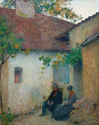 Henri Martin - Couple en conversation devant la ferme.webp