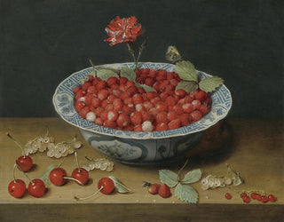Jacob van Hulsdonck - Wild Strawberries and a Carnation in a WanLi Bowl.webp
