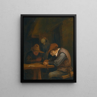 Jan Steen - Peasants drinking and cutting tobacco in an inn.webp