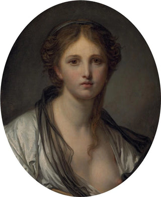JeanBaptiste Greuze - Portrait of a young woman bust length with a black scarf.webp
