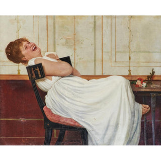 Jeune fille riant - Raffaello Sorbi | Reproduction Tableau Décoration murale affiche copie