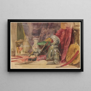 John Frederick Lewis - An Interior with Armor and Weaponry.webp