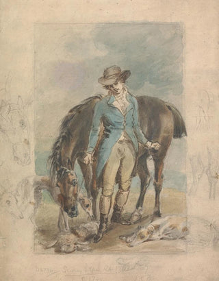 John Hoppner - A Young Man with a Horse with Studies of Hounds and Dead Hare.webp