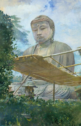 John La Farge - The Great Statue of Amida Buddha at Kamakura Known as the Daibutsu from the Priests Garden.webp