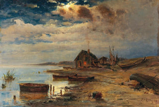Julius Sergius Klever - Scene at dusk on the Baltic coast.webp