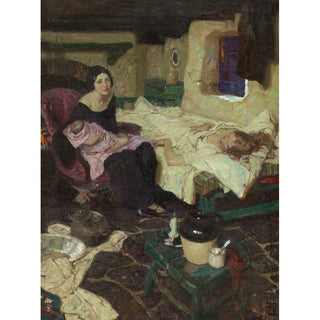 La belle sage-femme, le bébé et la belle mère - Dean Cornwell | Reproduction Tableau Décoration murale affiche copie