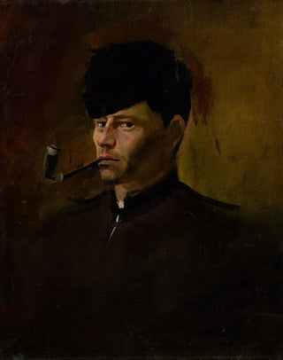 Ladislav Mednynszky - Dandy in Fur Cap with Pipe.webp