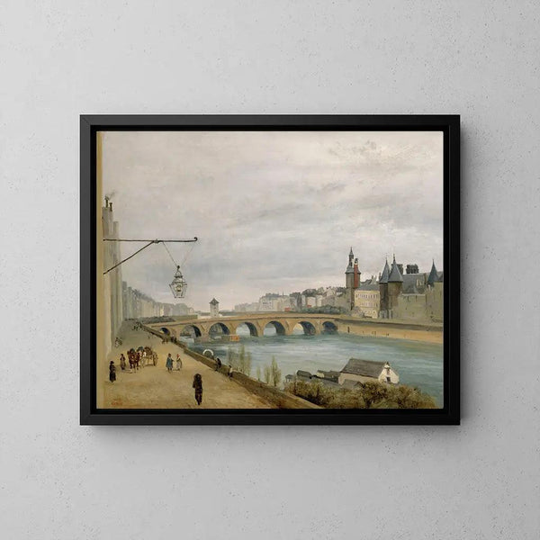 Reproducción del cuadro El puente au Change, visto desde el muelle de Gesvres - Jean-Baptiste-Camille Corot