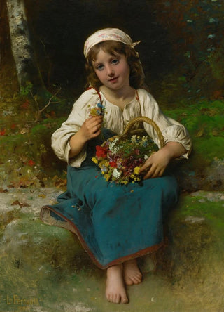LonJeanBasile Perrault - Young girl with a basket of flowers.webp