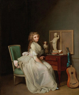 Louis Lopold Boilly - Lady In A White Dress Seated At Her Desk.webp