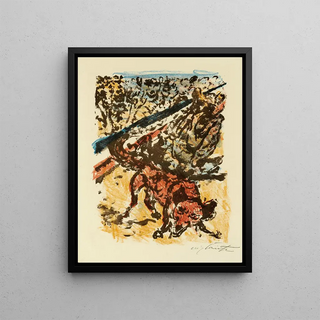 Lovis Corinth - Wolf und Fuchs kmpfen gegeneinander Reinecke siegt schliesslich mit unfairen Mitteln.webp