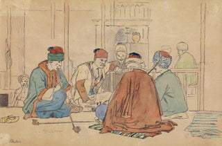 Martinus Rrbye - Cafinterir med piberygende mnd.webp