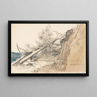 Martinus Rrbye - Tree Trunk Leaning Against a Rock Norway.webp