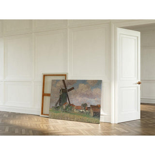 Moulin à vent et village en Belgique - Alfred Zoff | Reproduction Tableau Décoration murale affiche copie