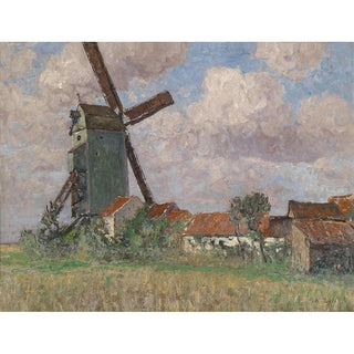 Moulin à vent et village en Belgique - Alfred Zoff | Reproduction Tableau Décoration murale affiche copie