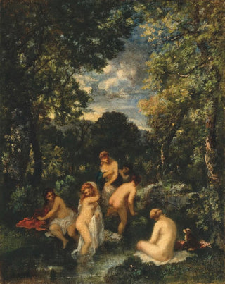 NarcisseVirgile Diaz de La Pea - Bathers in a forest stream.webp