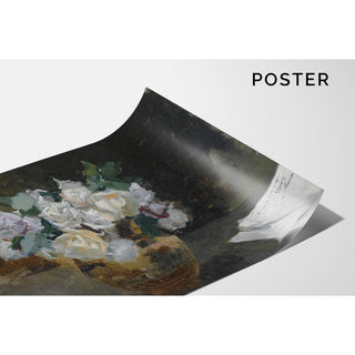 Nature morte aux roses blanches - Joaquín Sorolla | Reproduction Tableau Décoration murale affiche copie