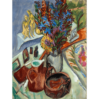 Nature morte avec pichet et bol africain - Ernst Ludwig Kirchner | Reproduction Tableau Décoration murale affiche copie