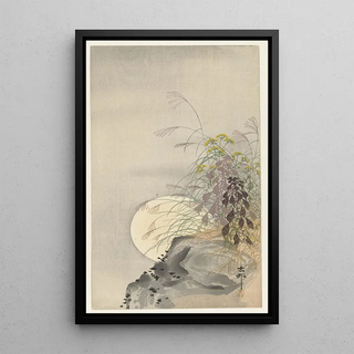 Ohara Koson - Grasses at full moon.webp