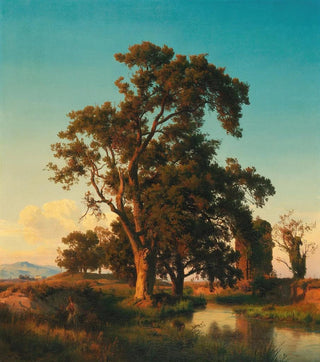 Oswald Achenbach - A majestic tree in the evening light.webp