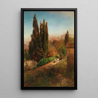 Oswald Achenbach - A view of the garden of Villa dEste in Tivoli near Rome.webp