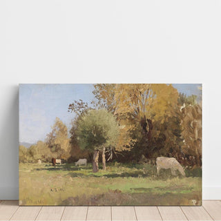 Paysage estival avec vaches - Alfred Zoff | Reproduction Tableau Décoration murale affiche copie