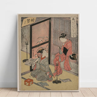Righteousness Two Boy Prostitutes Seated by a Candle - Suzuki Harunobu | Reproduction Tableau Décoration murale affiche copie