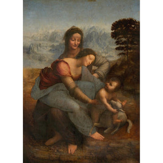 Sainte Anne, la Vierge et l'Enfant Jésus jouant avec un agneau - Leonard de Vinci | Reproduction Tableau Décoration murale affiche copie