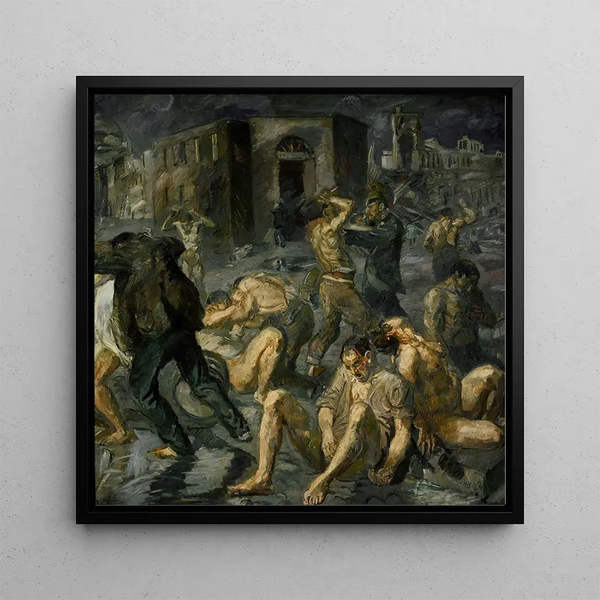 Escena de la destrucción de Messina - Max Beckmann — cuadro enmarcado en la pared