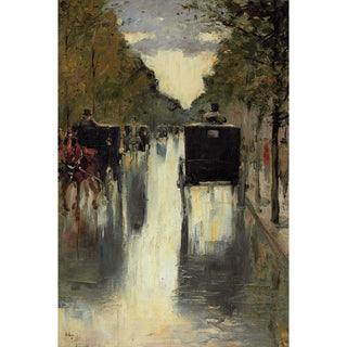 Scène de rue à Berlin avec des taxis tirés par des chevaux - Lesser Ury | Reproduction Tableau Décoration murale affiche copie