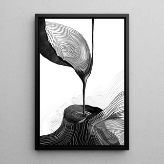 Tableau décoratif design – Fusion Organique | Affiche Abstraite Noire et Blanche Élégante | Poster Graphique Contemporain Style Minimaliste Naturel