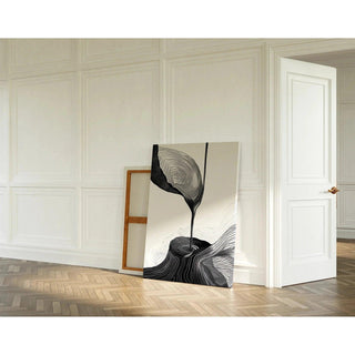 Tableau décoratif design – Fusion Organique | Affiche Abstraite Noire et Blanche Élégante | Poster Graphique Contemporain Style Minimaliste Naturel