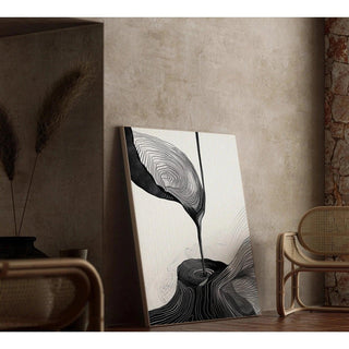 Tableau décoratif design – Fusion Organique | Affiche Abstraite Noire et Blanche Élégante | Poster Graphique Contemporain Style Minimaliste Naturel